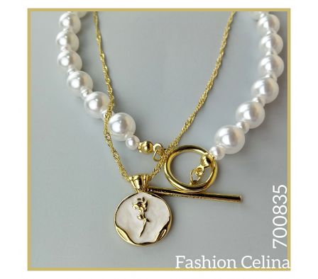 COLLAR PERLA Y MEDALLA C700835