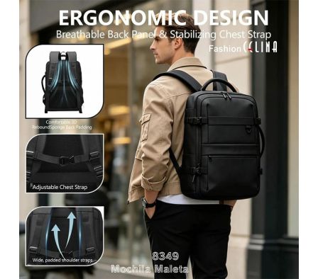 Mochila Maleta portanotebook con entrada USB expandible c8349